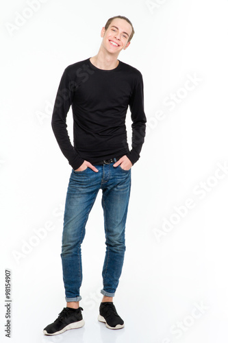 Full length portrait of a smiling casual man