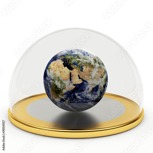 Fototapeta Naklejka Na Ścianę i Meble -  Planet earth under the glass dome. Elements of this image furnished by NASA 