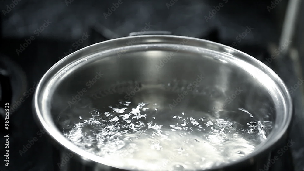 clean boiling water in a pan 