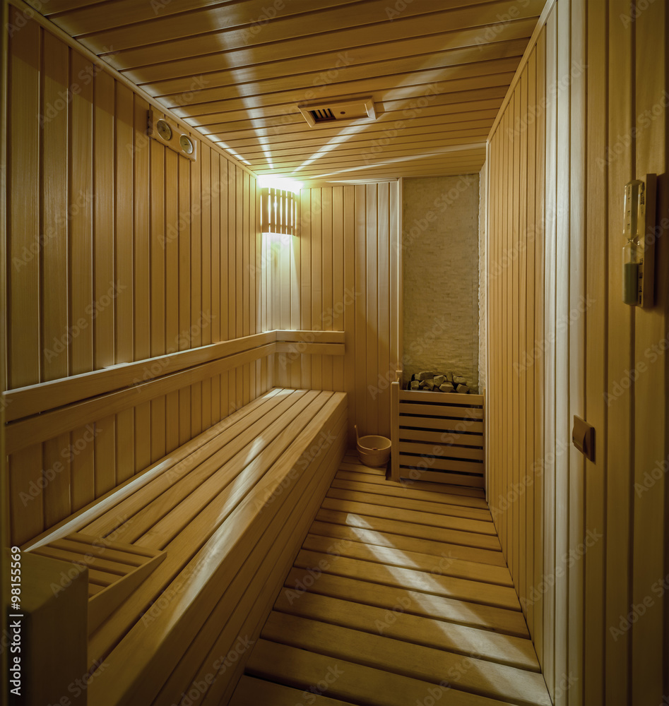 Fototapeta premium The interior of a sauna