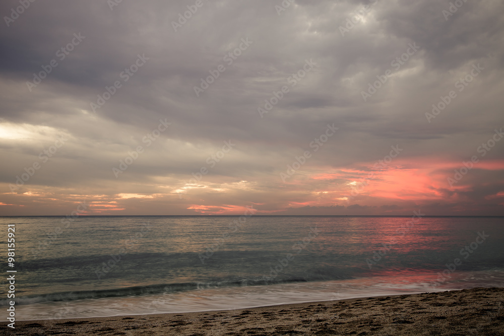 Sea view on the background of beautiful sunset. Toned Sea view on the background of beautiful sunset. Toned