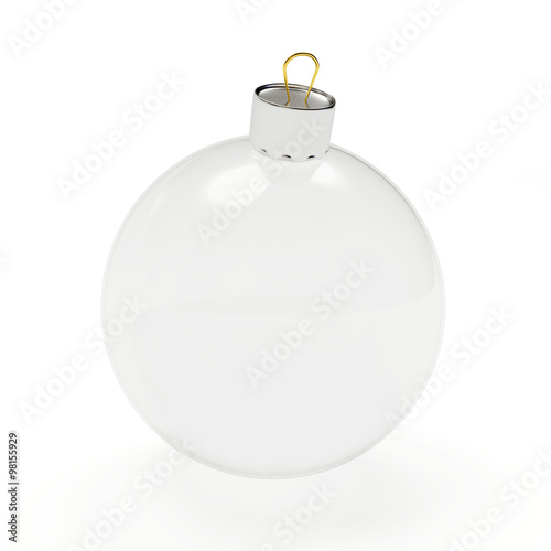 Christmas decoration. Transparent empty Christmas ball isolated on white background