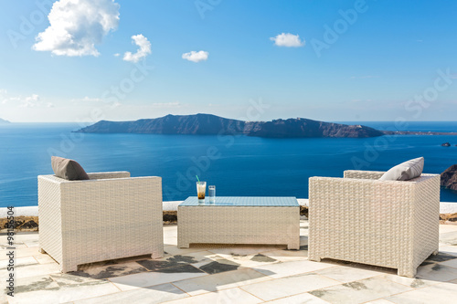 Romantic venue overlooking the sea, Greece © Santorines