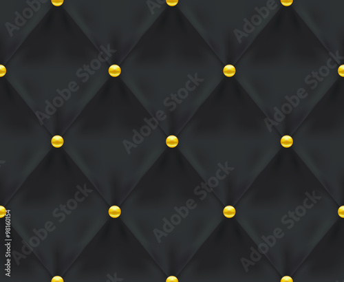 Black Quilted Seamless Vector Pattern