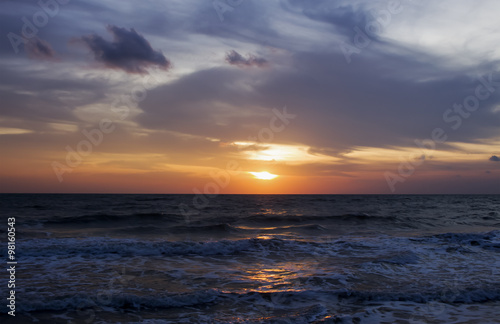 Beautiful sunset over the sky sky selective focus and sea blur focus