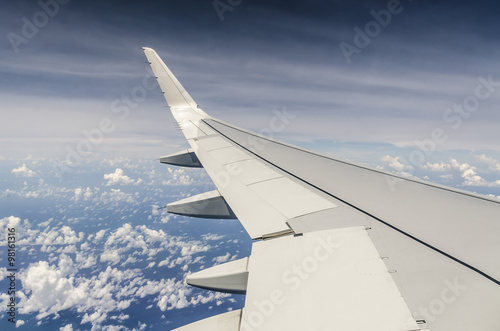 The view from the window of an airplane