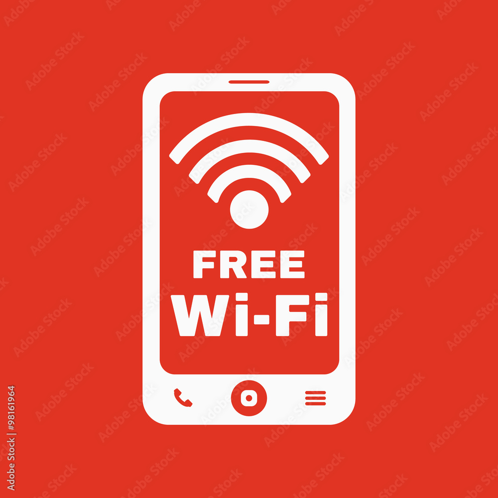 The wifi icon. Free Wifi symbol. Flat The wifi icon. Free Wifi symbol. Flat