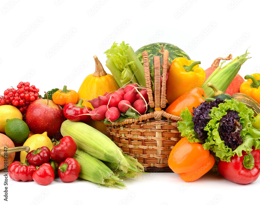 composition of fruits and vegetables in basket composition of fruits and vegetables in basket