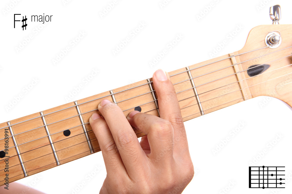 F sharp major guitar chord tutorial Stock-Foto | Adobe Stock