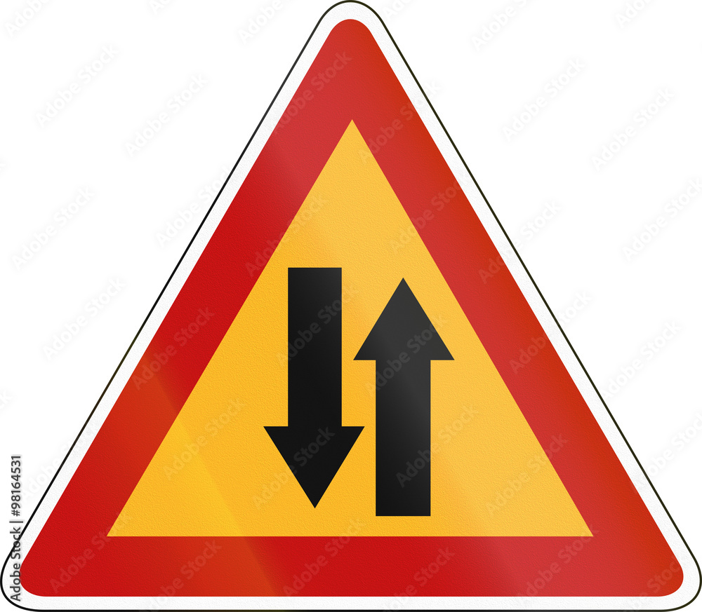South Korea road sign - Two way traffic South Korea road sign - Two way traffic