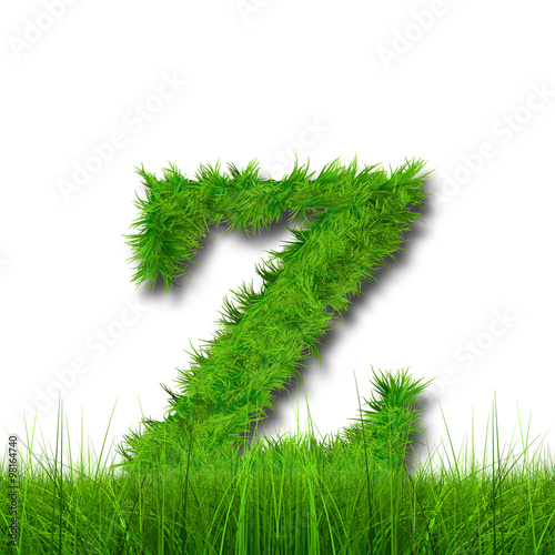 Conceptual green grass 3D font isoalted