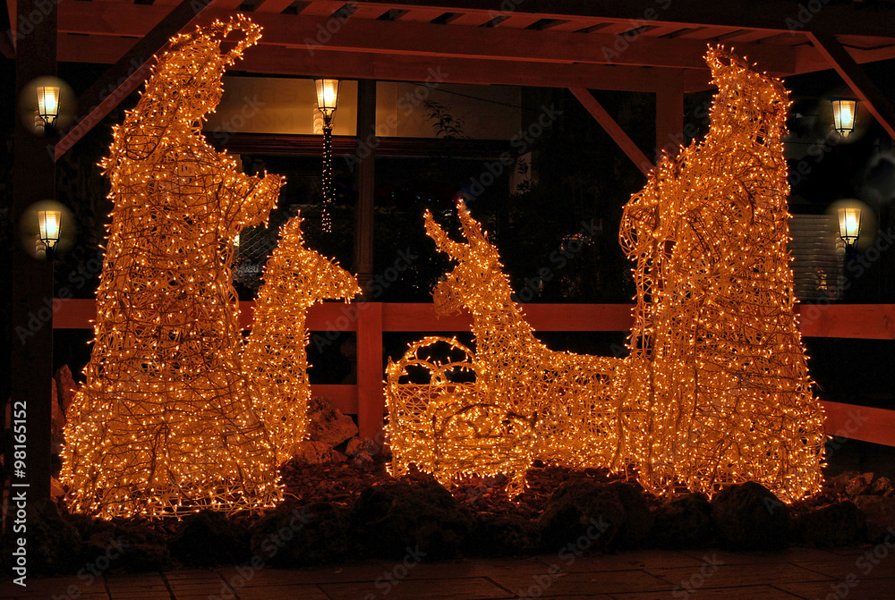 Portal de Belén, nacimiento, Navidad, bombillas, luces, alumbrado,  Fuengirola, Málaga foto de Stock | Adobe Stock