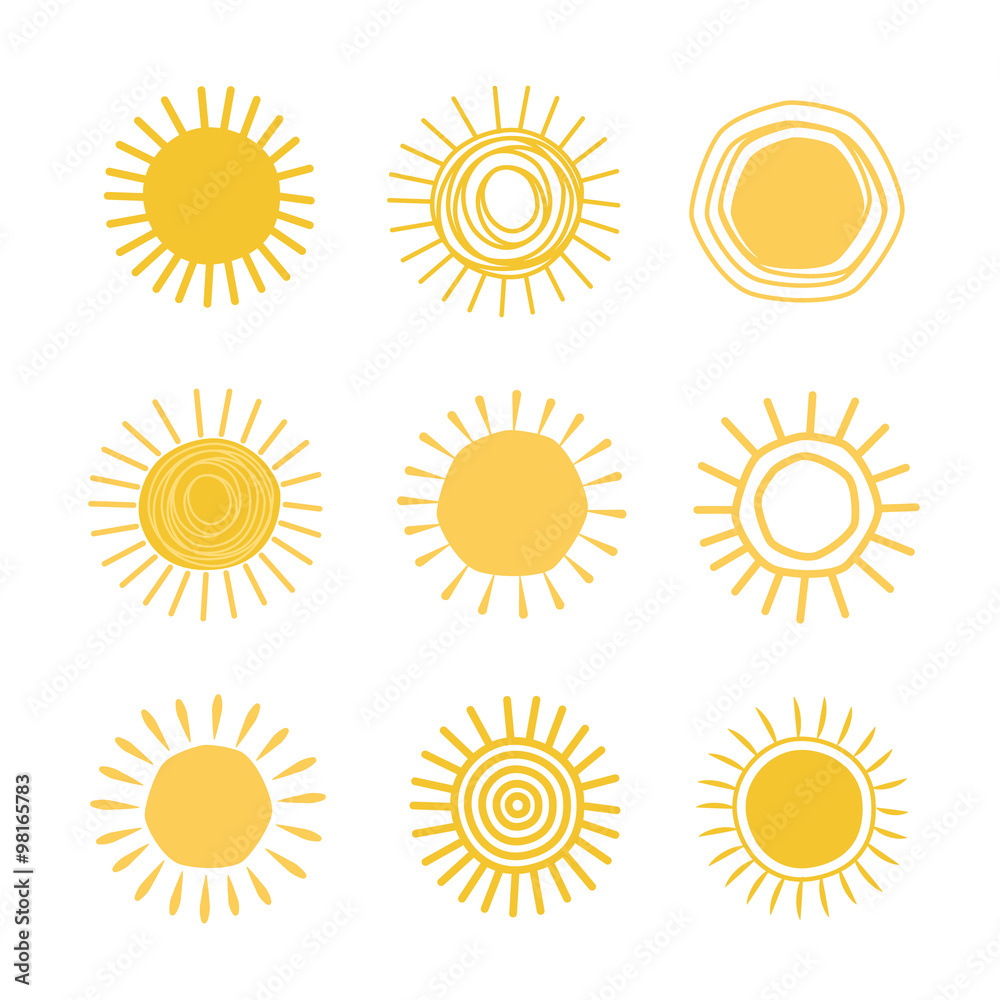Different hand drawn suns Different hand drawn suns