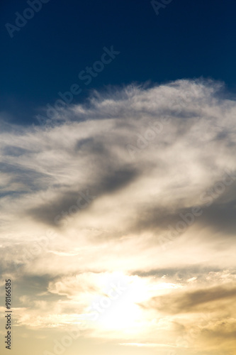 Fototapeta Naklejka Na Ścianę i Meble -  sunset sun   in the sky   fluffy cloudscape