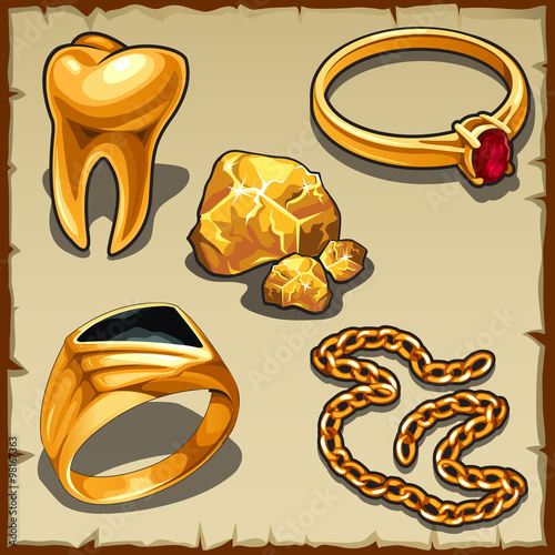 Royal treasure of gold, jewelry and tooth