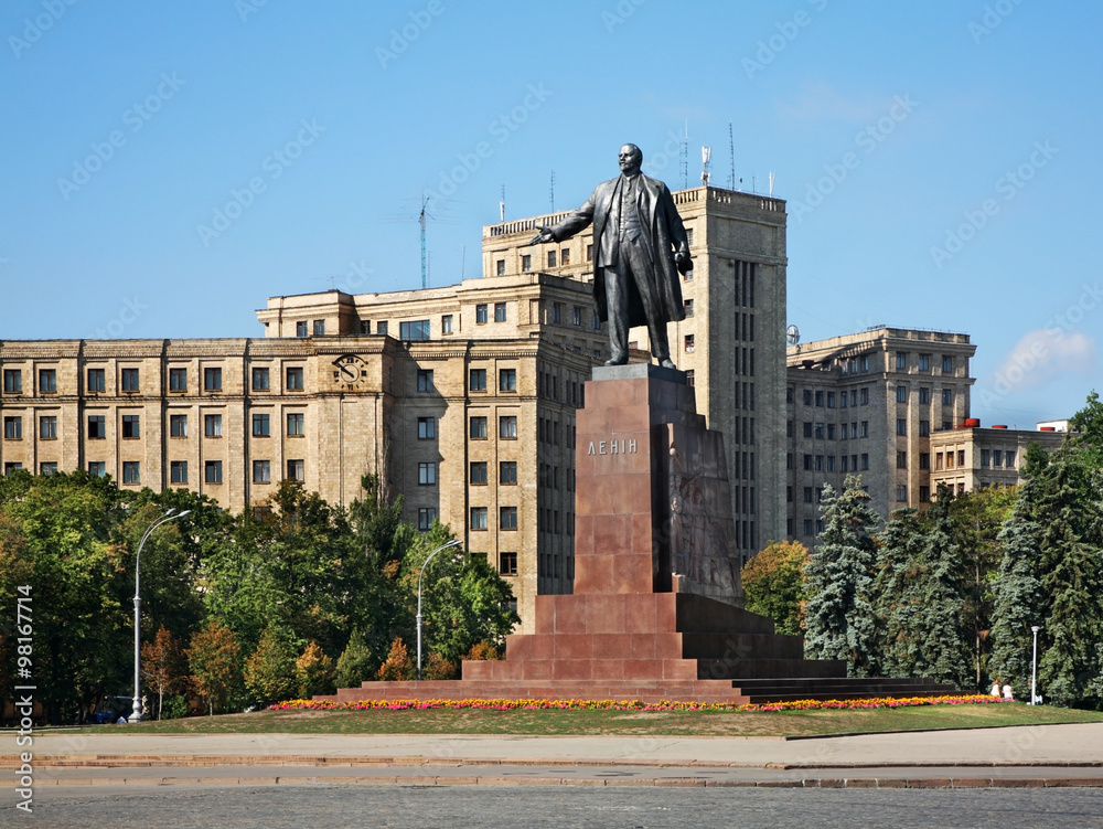 Lenin monument on Freedom Square in Kharkov. Ukraine