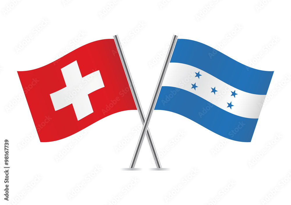 Switzerland and Honduras flags. Vector illustration.