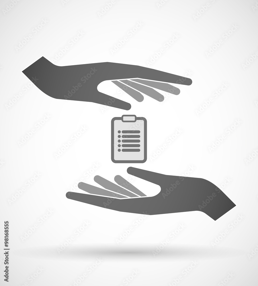 Obraz premium Two hands protecting or giving a report