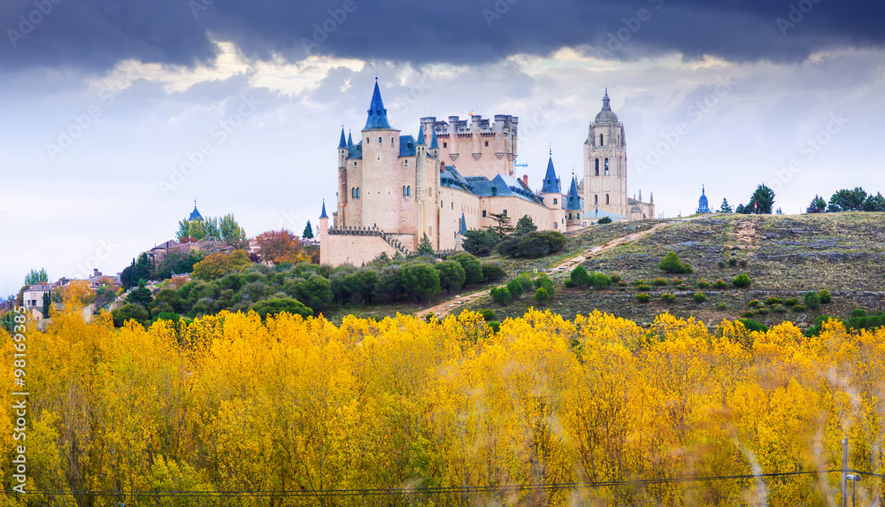Segovia with Alcazar and Cathedra in november