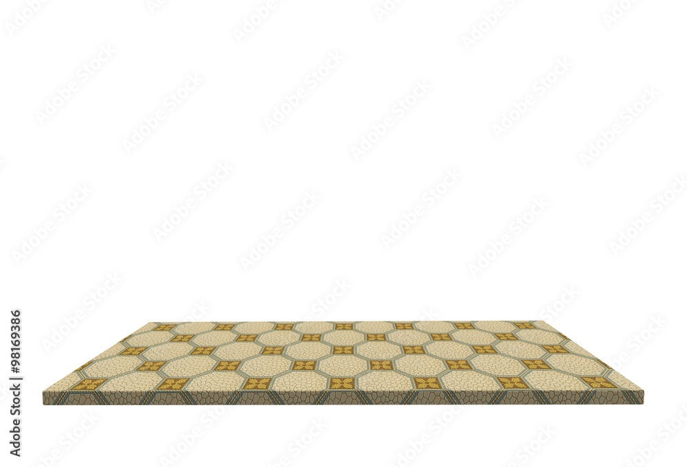 Empty top of floor tile table or counter isolated on white background. For product display Empty top of floor tile table or counter isolated on white background. For product display