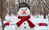 Funny snowman in the park