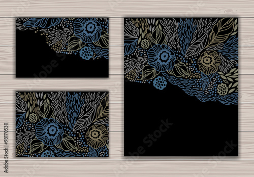 Greeting card set with abstract background photo