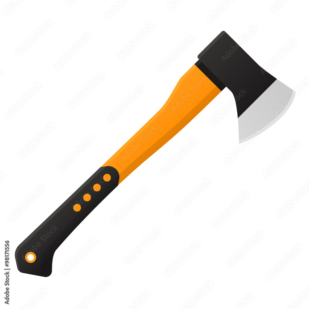 Vector illustration. Axe in flat design isolated on white background Vector illustration. Axe in flat design isolated on white background