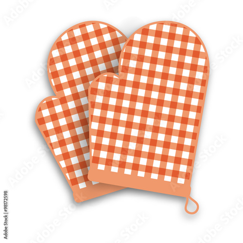 Red kitchen gloves