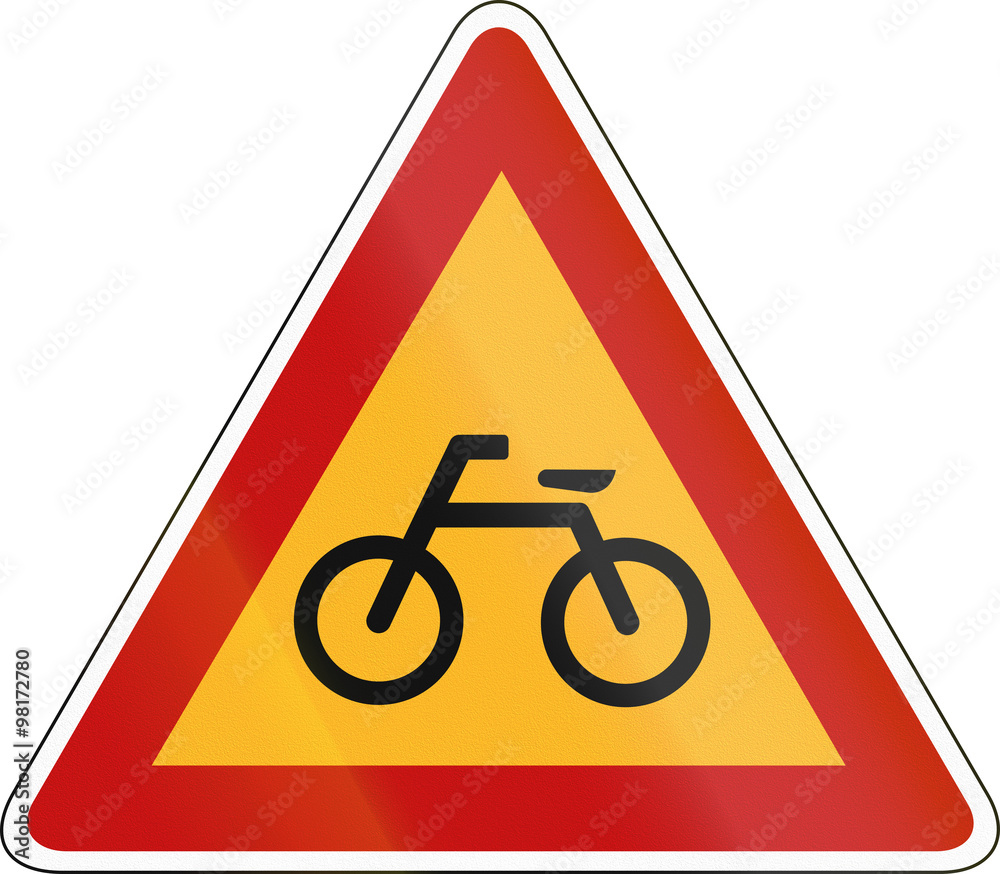 South Korea road sign - Cyclists and moped riders South Korea road sign - Cyclists and moped riders