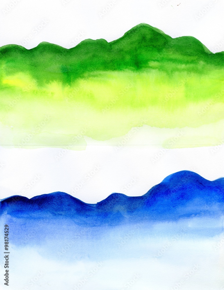 Set of watercolor green strips Set of watercolor green strips