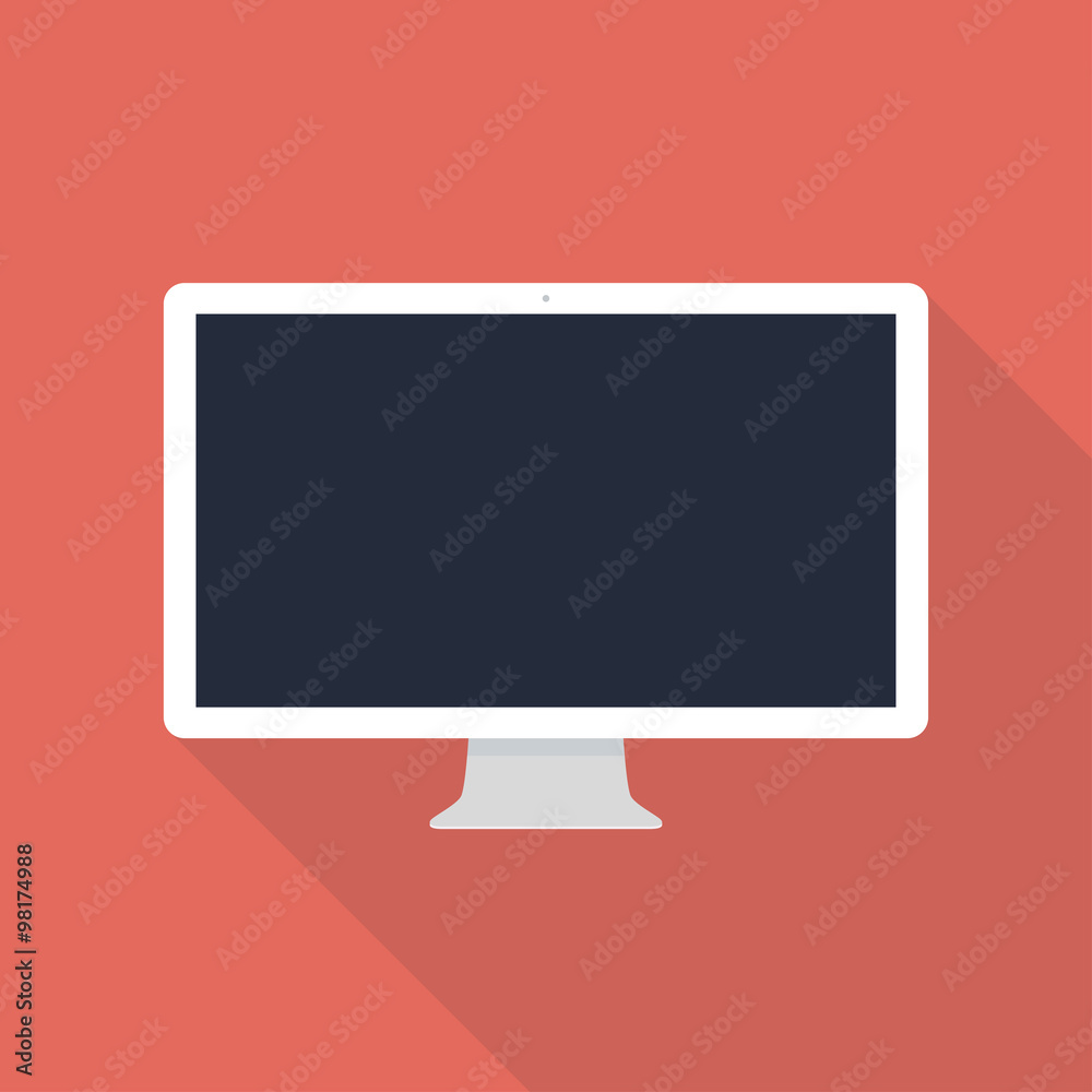 monitor icon in the style flat design on the red background. stock vector illustration eps10 monitor icon in the style flat design on the red background. stock vector illustration eps10