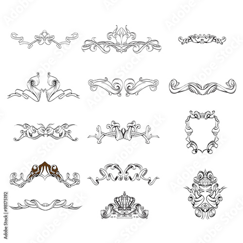 decorative elements in vintage style for decoration layout, framing, for text for advertising, vector illustration hands, crown vector