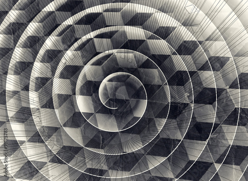 Tapety artystyczne Spiral over cubic pattern and old paper texture