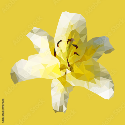 polygonal yellow lily, polygon triangle flower, vector