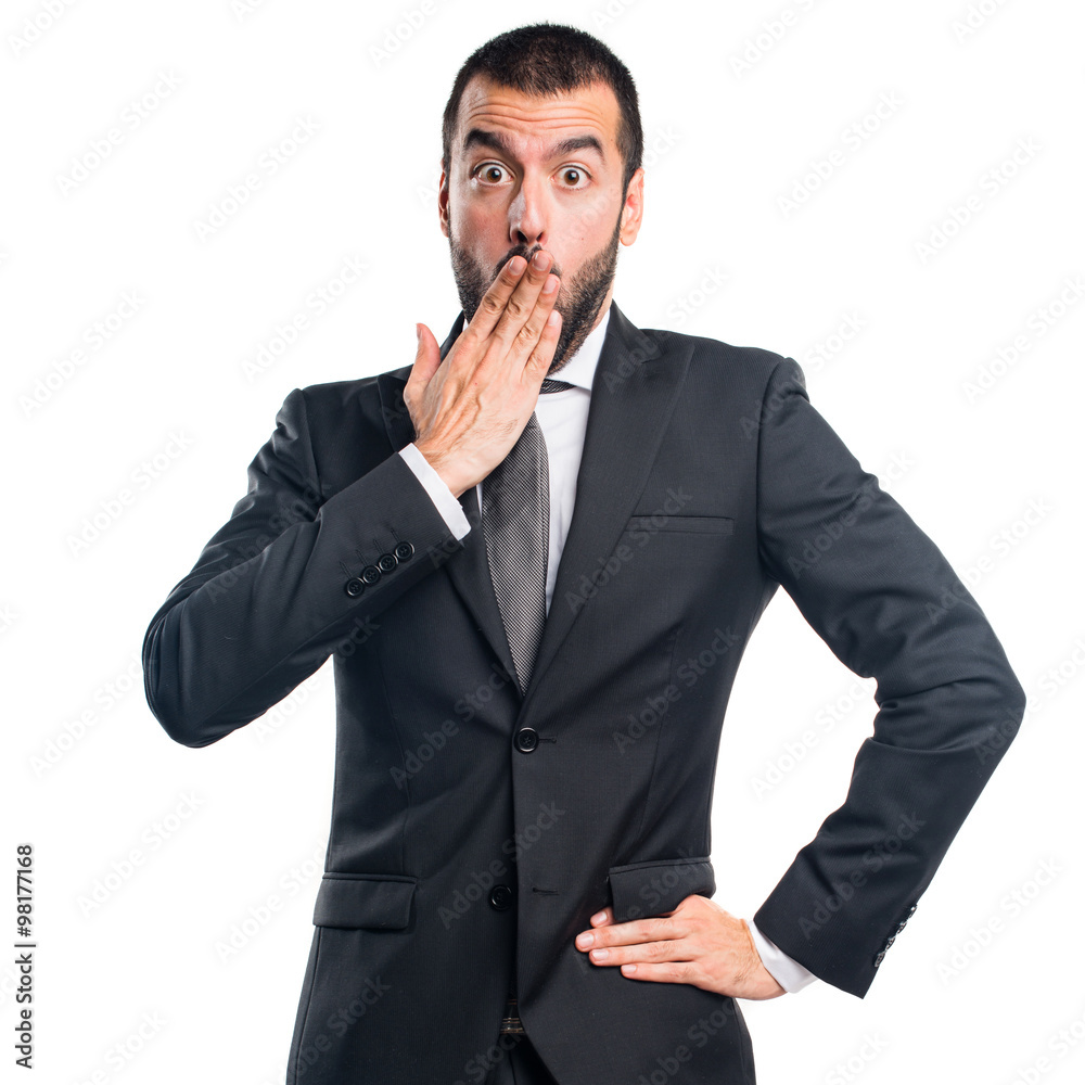 Businessman doing surprise gesture Businessman doing surprise gesture