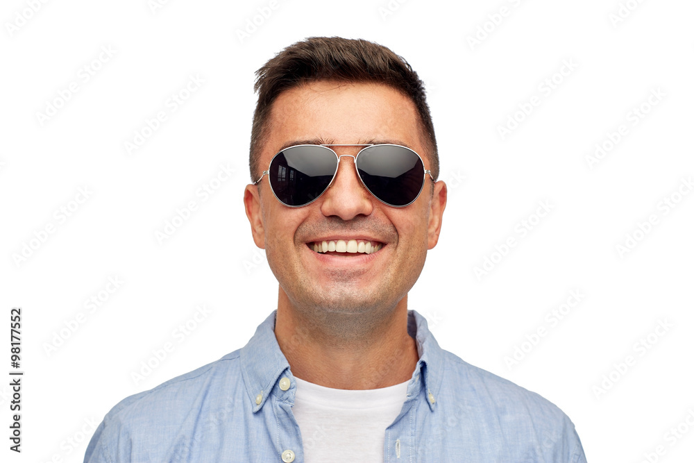face of smiling man in shirt and sunglasses face of smiling man in shirt and sunglasses