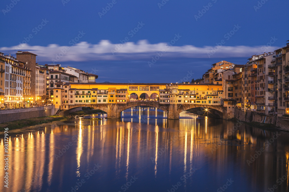 Florence city.View of Ponte Vecchio bridge in Italy