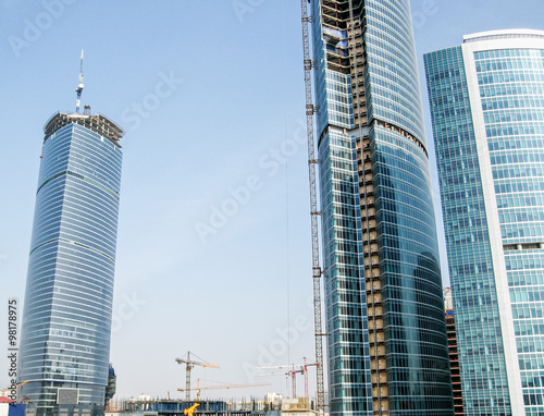 Wallpaper Mural Skyscrapers on construction site. Moscow, Russia.
 Torontodigital.ca