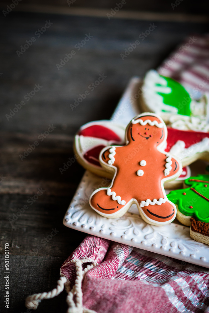 Christmas cookies on rustic wooden background Christmas cookies on rustic wooden background