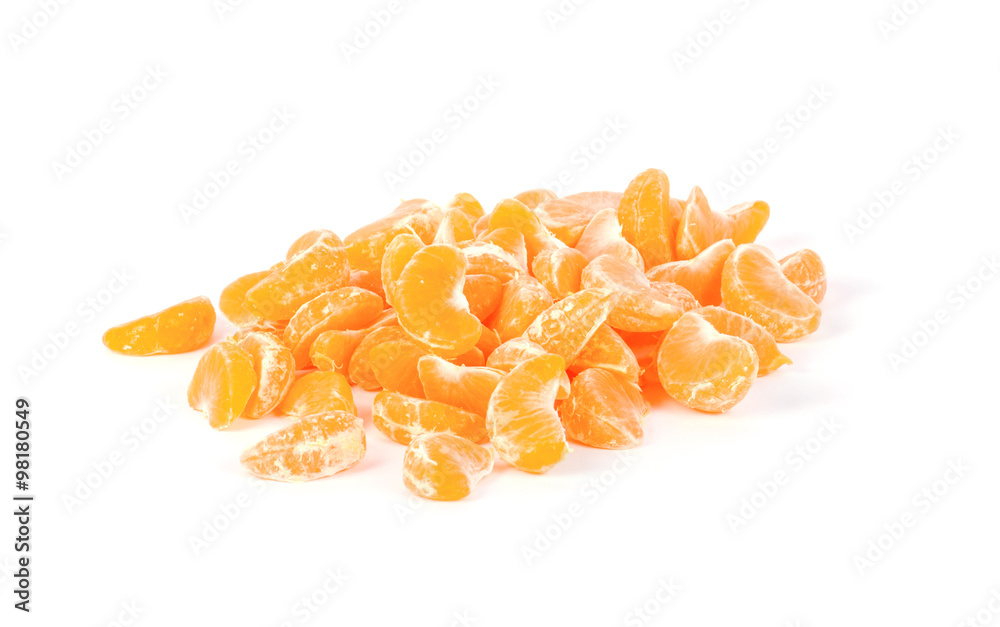 Mandarine slice (heap) on white background Mandarine slice (heap) on white background