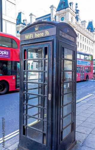 Traditional old   telephon booth in  the central London