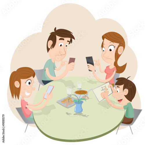 Phubbing Family Illustration