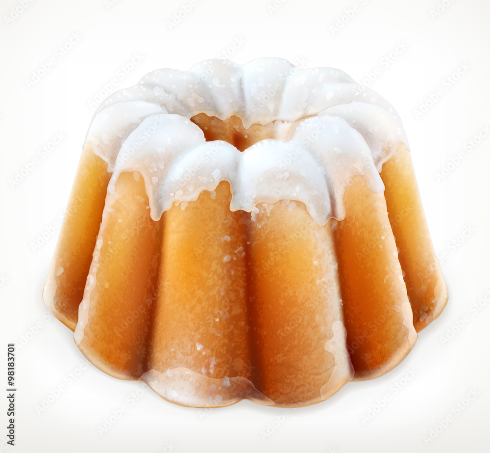 Lemon cake, fruitcake with powdered sugar vector icon Lemon cake, fruitcake with powdered sugar vector icon
