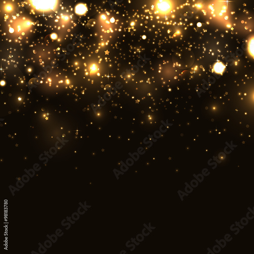 Shiny sparkles on black background