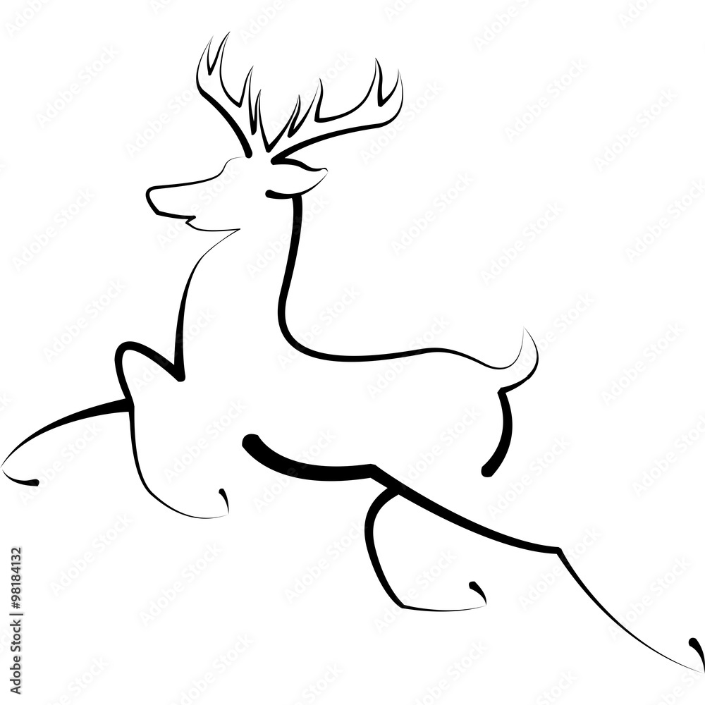 Reindeer Buck Minimal Logo Drawing Reindeer Buck Minimal Logo Drawing