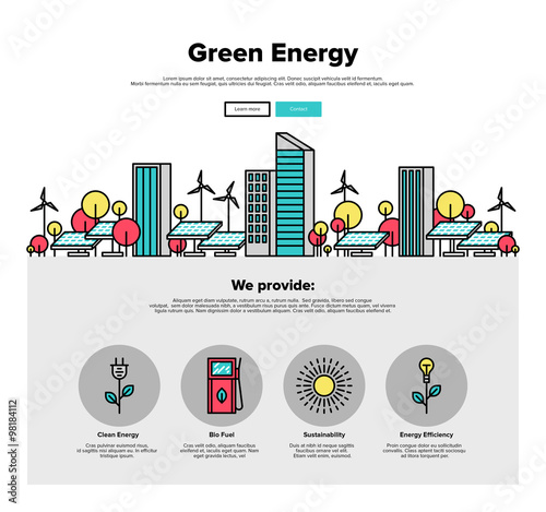 Green energy flat line web graphics