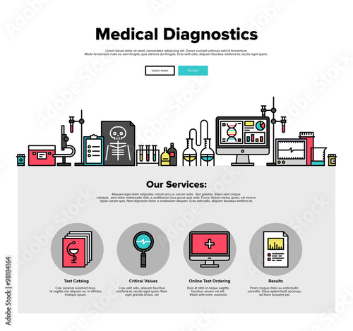 Medical diagnostics flat line web graphics