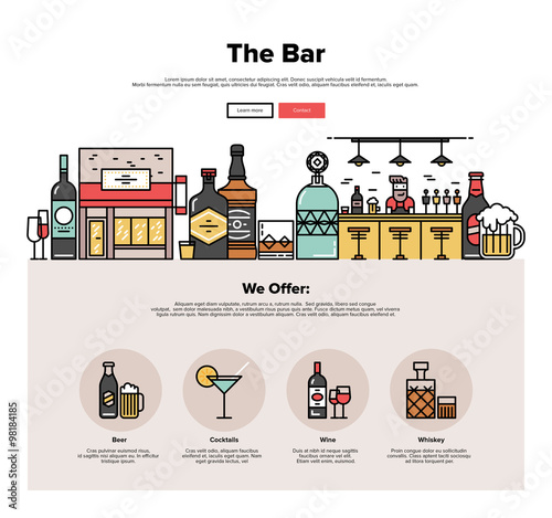 Local bar flat line web graphics
