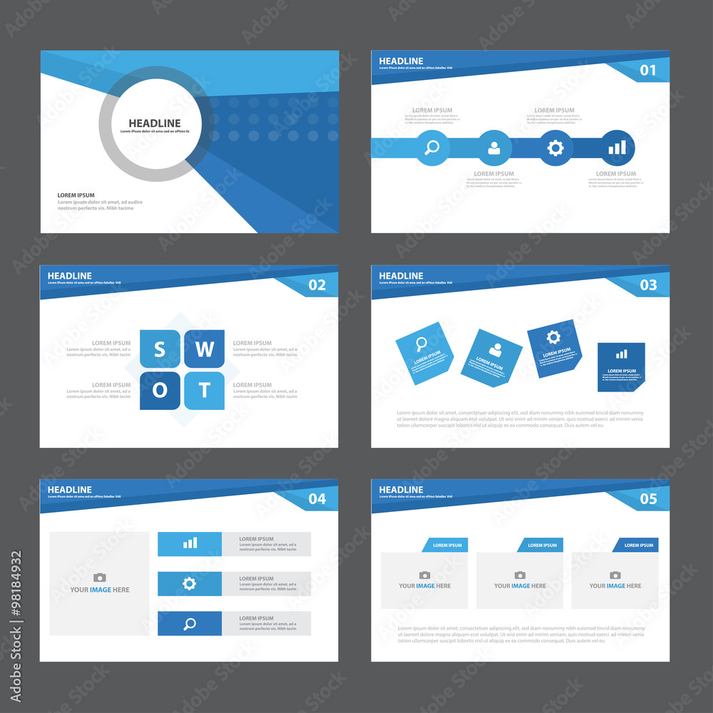 Abstract Blue presentation template Infographic elements flat design