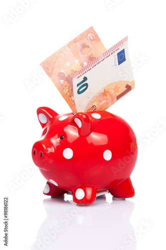 Piggy bank with 10 Euro note